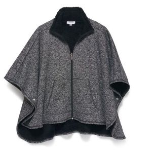 Calvin Klein Women's Gray Full Zip Poncho - grey with black lining - one size